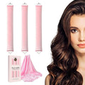 Heatless Curls Overnight Set of 3 with 1 Scarf - Heatless Hair Curler, Overnight Blowout Rods for Blowout Look Long Hair (Pink)