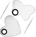 2 Sets 2 in 1 Makeup Mixing Palette, Stainless Steel Cosmetic Makeup Palette Tray with Spatula, Professional Makeup Mixer Pallet Makeup Artist Tools for Blending Cosmetic Eye Shadow Lipstick