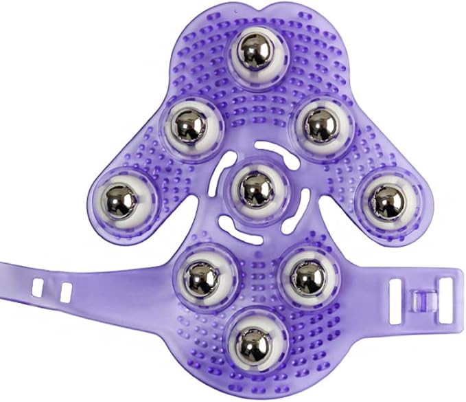 Topwon Palm Shaped Massage Glove 360-degree-roller Metal Roller Ball Beauty Body Care,Cellulite Reduction (Purple)