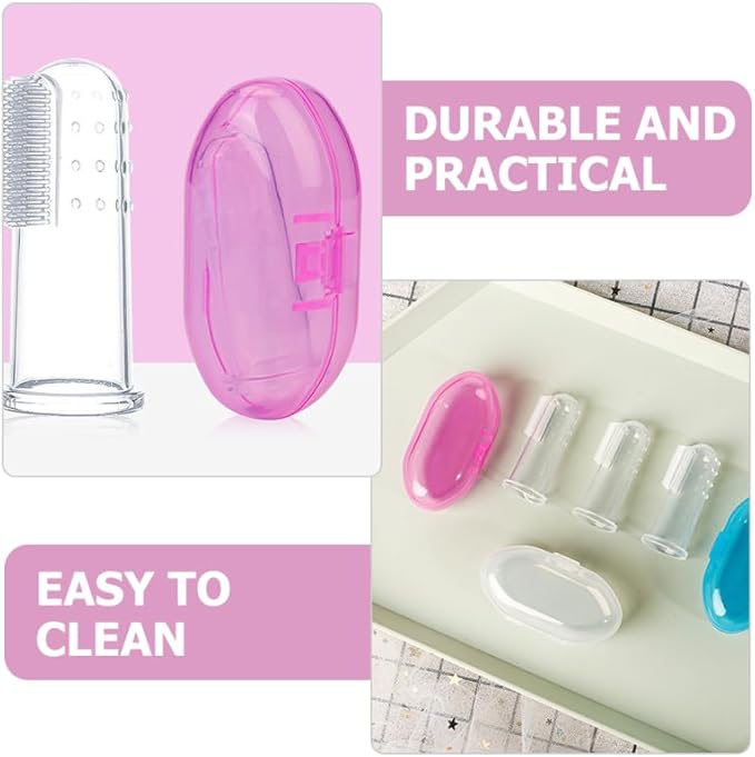 Baby Finger Toothbrush, 9Pcs Silicone Oral Cleaner for Infant and Toddler with Soft Bristles and Storage Boxes Gentle Finger Brush for Kids Teeth and Gum Care