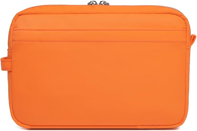 Storage Bag-arge Cosmetic Bag for Women Travel Makeup Bag Zip Up Bag Pure Cotton Canvas Can be Suspended (Orange Red)