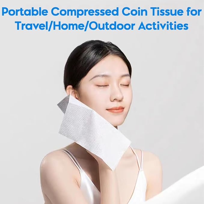 40PCS Compressed Towels,Mini Compressed Towel, Disposable Face Compressed Towels, Soft Compressed Hand Wipe, Portable Compressed Coin Tissue for Travel/Home/Outdoor Activities（8X9in）