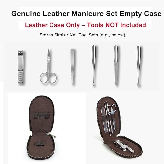 CONTACTS Full Grain Leather Empty Manicure Set Case Travel Nail Clipper Pouch for Men Personal Care Tools Pouch By Handmade (Case Only)