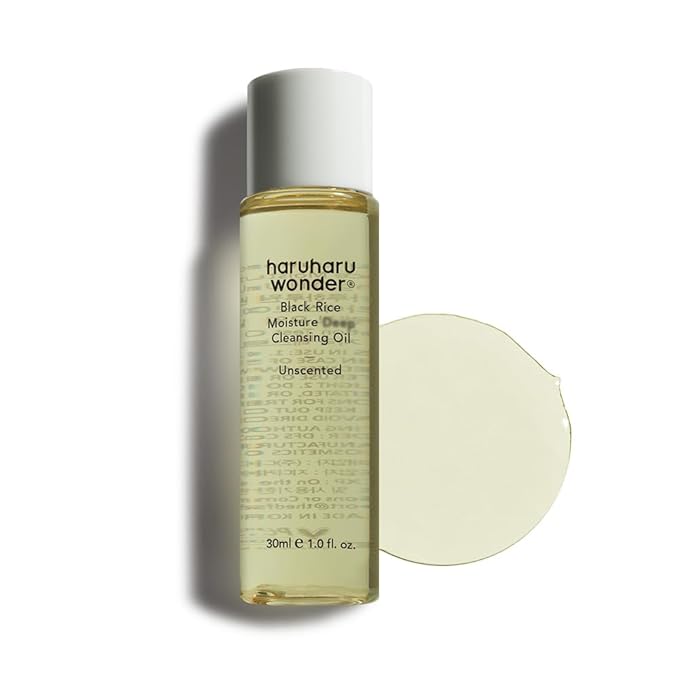 HARUHARU wonder Black Rice Moisture Cleansing Oil, Travel Size, Double Cleansing, Daily Makeup remover, Pore Oil Cleanser, Korean Skincare, Non-comedogenic, Vegan, 1.0 fl oz