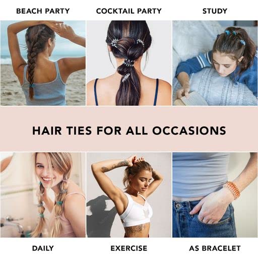 Kitsch Spiral Hair Ties for Women – Coiled Plastic Hair Ties No Damage, Ponytail Holders for Thick and Thin Hair – Creaseless and Dent-Free, Phone Cord Style | Ideal Gifts for Women - Clear, 4 Pcs