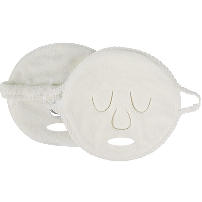 BLACKCROWN 4 Holes Towel Mask Reusable Face Towel Mask Cold Hot Compress Facial Steamer Moisturizing Beauty Skin Care Spa Towels for Facial Steamer Mask for Women Girls (2 Pack)