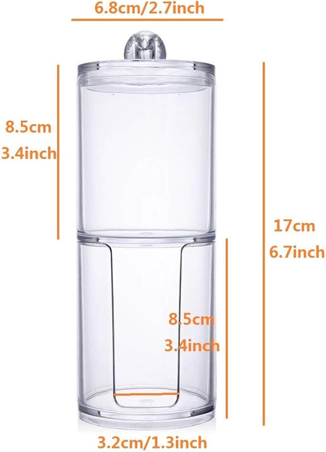 Kamay's Transparent Cotton Ball Pad Swabs Make Up Pads Dispenser Holder Organizer Container with lid Multifunction Acrylic Cosmetic Makeup Organizer (A)