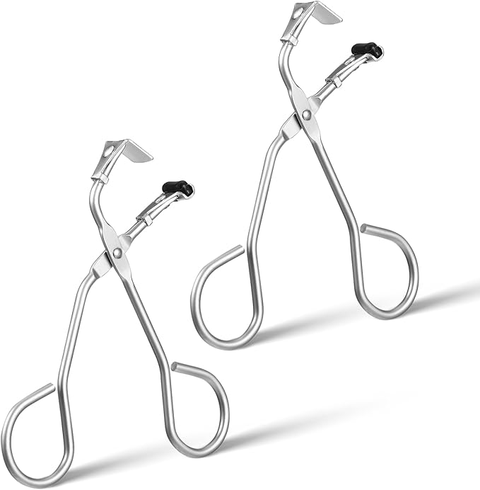 2pcs Mini Eyelash Curler Metal, Silicone pad Eyelash Curler Non-Closed Edge Lashes Curler Mini-Handled Eyelash Tools No Pinching or Pulling Lash Curler Segmented Curler Makeup Tool Fits Most Shapes
