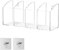Acrylic Pen Holder Organizer 4 Compartments, Clear Makeup Brush Holder, No Drill Wall Mounting Pencil Holder for Office Accessories