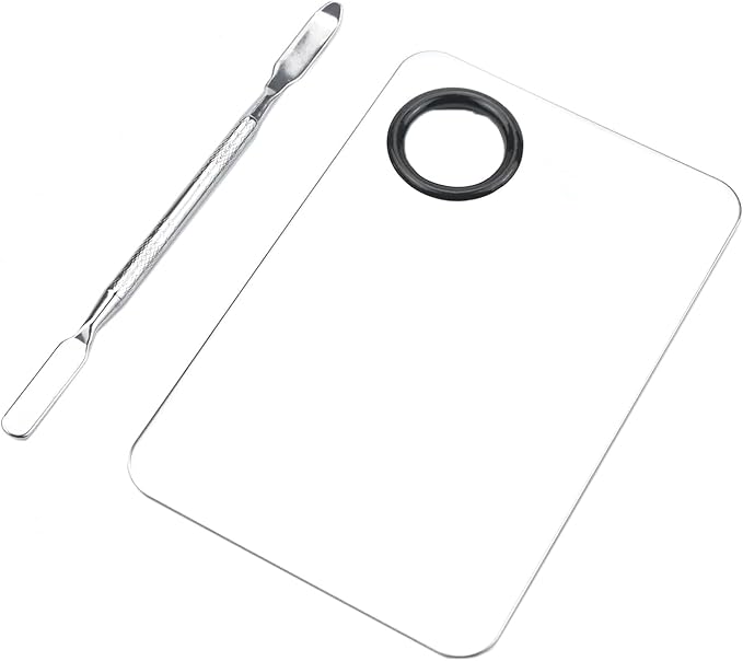 Makeup Mixing Palette, Stainless Steel Makeup Palette, Professional Cosmetic Mixing Makeup Palette Spatula Makeup Artist Tool (Small)