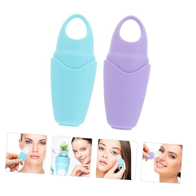 2pcs Silicone Facial Ice Mold for Eye Puffiness Relief Portable Face Massage Roller Compact Ice Compress Tool for Morning Swelling and Pore Shrinking