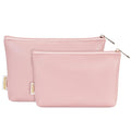 Wandering Nature Makeup Bag Small Cosmetic Bag for Purse 2 Pack Small Make Up Pouch Vegan Leather Cute Travel Pouch with Zipper for Women, Pink