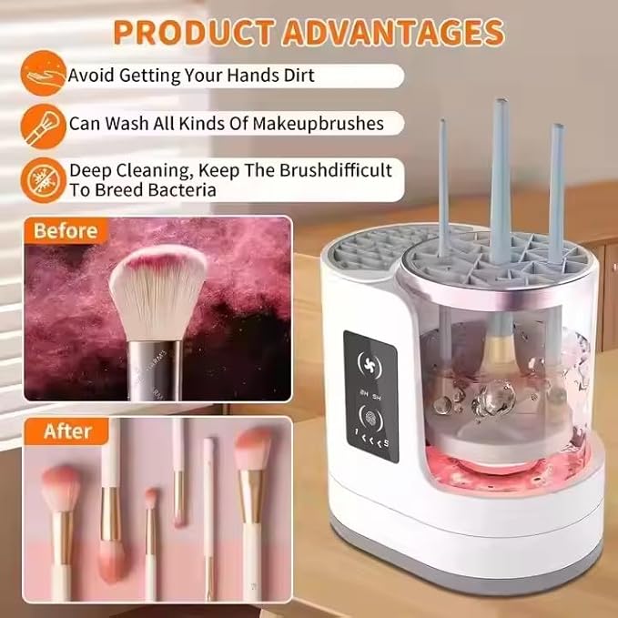 3 IN 1 Electric Makeup Brush Cleaner Machine With Makeup Brush Dryer-Holder-Portable Automatic USB Cosmetic Brushes Cleaner Tool for All Size Beauty Makeup Brush Set,Contour, Eyeshadow, Blush Brush