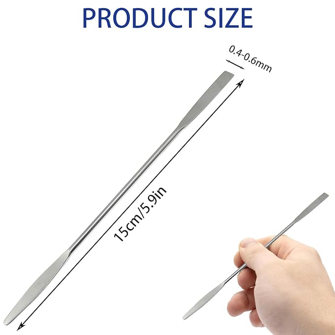 Cosmetic Mixing Makeup Spatula Nail Art Palette Stick Stirring Stainless Steel Rod Mixer Artist Tool for Salon Color Cream Mixing for Professional and Personal Use (Silver, 2 Pcs)