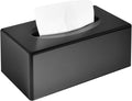 Tissue Box Cover, Rectangular Facial Tissue Holder with Bottom, Decorative Storage Organizer Box for Bathroom Vanity, Countertops, Dressers, Night Stand, Parlors and Offices - Black