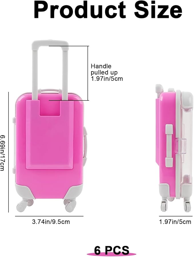 6 Pcs Mini Suitcase Party Favor Box Plastic Luggage Storage Box Empty Candy False Eyelashes Boxes Tiny Suitcase for Wedding Travel Decoration 6.69 Inch