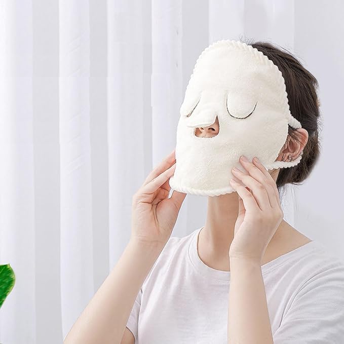 luzen 2Pcs Soft Face Steaming Towel Mask Reusable Facial Steamer Mask Towel Thick Cold Hot Compress Moisturizing Beauty Skin Care Spa Face Towel for Women Beauty Salon or Home Use, White