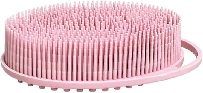 Silicone Body Scrubber Body Shower Bath and Shampoo Brush Shower Cleaning Gentle Exfoliating Use for All Skin Type Men & Women Pink