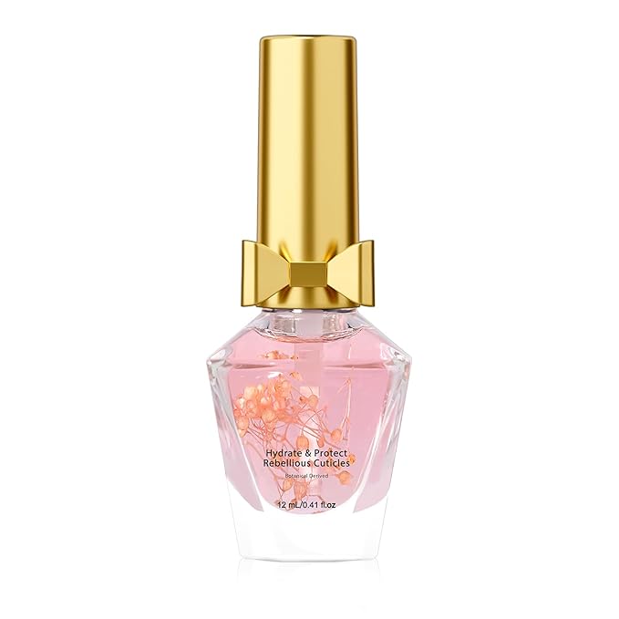 JIASHENG Cuticle Oil, Scented Cuticle Nail Oil Infused with Real Flowers, Hydrates, Moisturizes, Strengthens, Repairs, Revitalizing Cuticle Oils for Nails Damage Dry Cuticle, Peach, 12ml