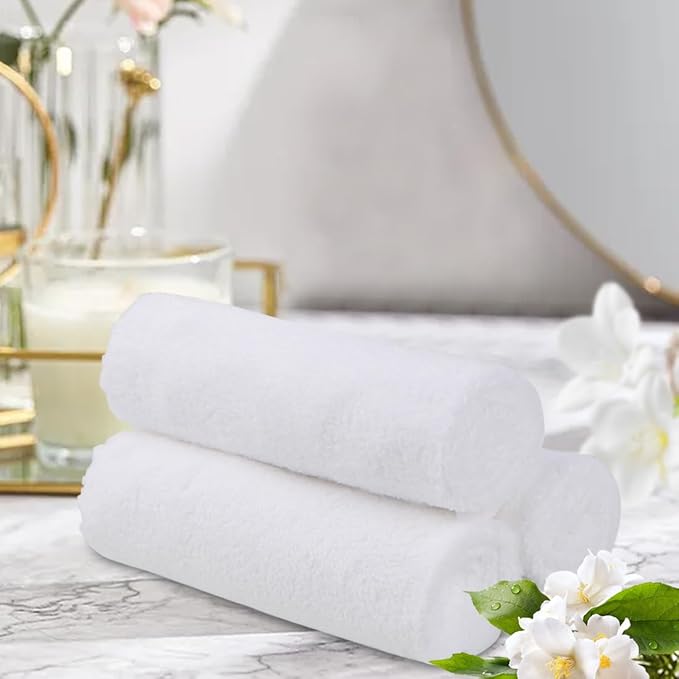 Orighty Ultra Soft Washcloths 12 Pack, Premium Microfiber Towel Sets 12 x 12 inches, Absorbent and Quick Drying Coral Velvet Washcloth, Multi-Purpose Wash Cloths for Bathroom, Hotel, and Gym (White)
