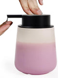 INGOFIN Ceramic Hand Soap Dispenser - 12 oz Liquid Lotion Dispenser Bathroom, Refillable Modern Dish Soap Dispenser with Pump for Kitchen, Beige and Pink