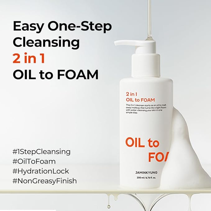 1-Step Cleansing Oil-to-Foam, Cleanser for Face, Makeup Blackhead Remover, Pore Minimizing, Korean Skin Care 6.76 fl oz