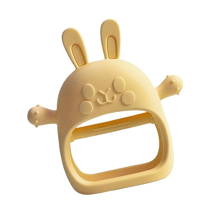 Children Teething Toy, Soft Flexible Texture, 12x12x4.5cm, Gum Massager, Care Accessories, Adorable Bunny Design, Ideal for 6-12 Months Boy Girl