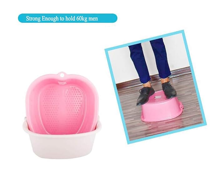 Plastic Foot Basin Feet Bath Spa Wash Bucket and Massage Sturdy Tub for Soaking Foot,Detox,Toe Nails, and Ankles,Pedicure,Portable Feet Tub Beige