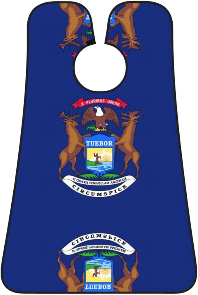 Michigan State Flag Print Beard Bib Apron For Men, Beard Hair Catcher For Men Shaving Trimming,Beard Cape Cloth