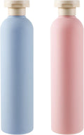 2-Pack Squeeze Bottles, 260ml Plastic Refillable Travel Containers with Flip Cap - Leak Proof for Shampoo, Creams, Lotion, Conditioner (Blue + Pink)