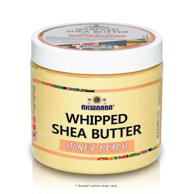 AKWAABA Whipped Shea Butter (Honey Peach) – Nourishes & Moisturizes | Made with Shea Butter | No Dyes & Parabens | 12 oz / 340 g