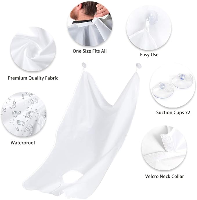 Beard Bib Apron, Beard Catcher with Suction Cups - Best Gifts for Him Men Dad Father Husband, Beard Trimmer Catcher