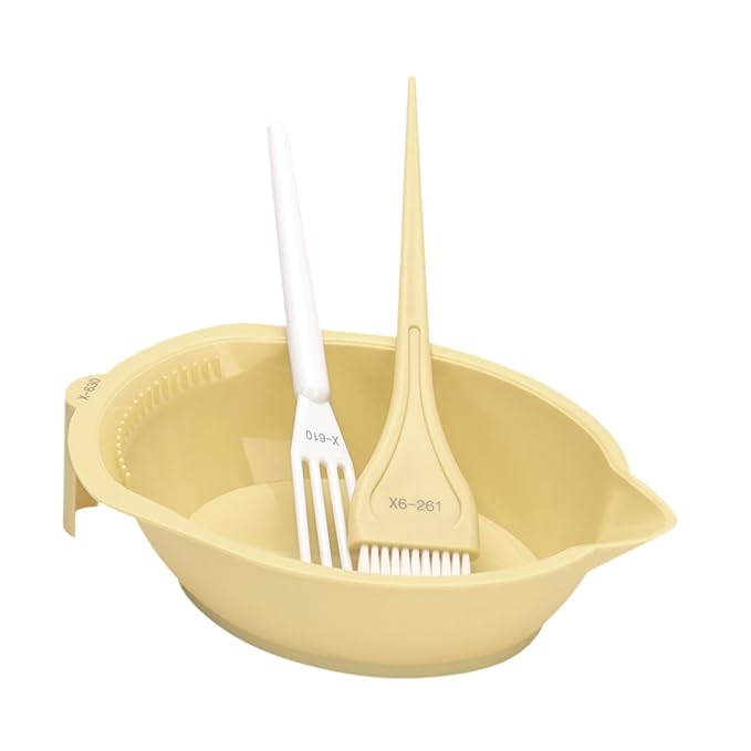 Hair Dye Coloring Set Color Mixing Tool Professional Hair Coloring Bowl Soft Bristle Brush, Yellow