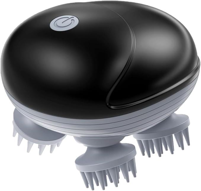 ORIA Electric Scalp Massager, Cordless Hair Scalp Massager, Portable Head Scratcher, Body Massage Tools with 3 Modes, 4 Kneading Heads for Soothing Head, Stress Relax