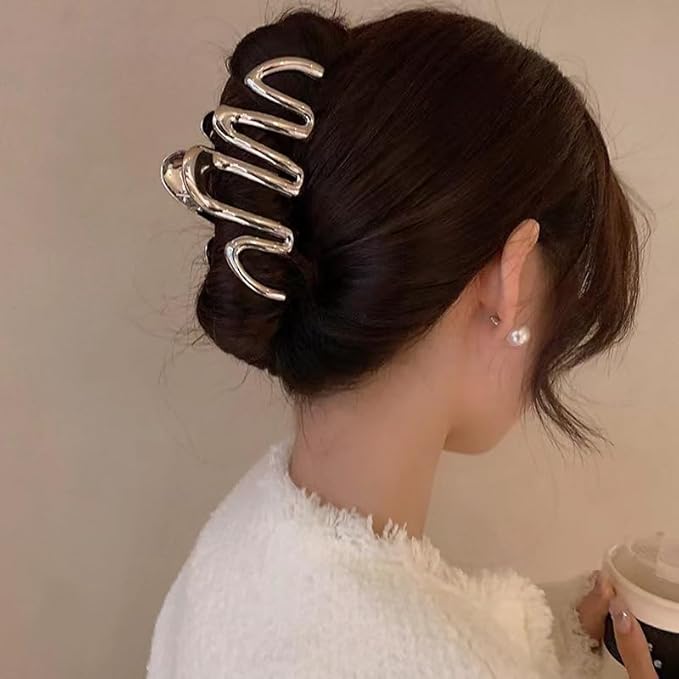 Wavy Metal Hair Clips for Women & Girls, Non-Slip Cute Modern Hair Accessories with Strong Hold