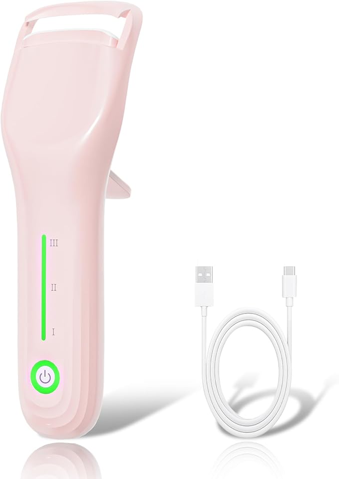 Heated Eyelash Curler, Type-C Rechargeable with 3 Temp Settings & Safe Silicone Pad for Natural Curls, Travel-Friendly (Pink)