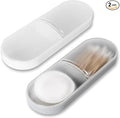 2 Pack Travel Cotton Swab Qtip Holder,Plastic Container Dispenser Box with 2 Silicone Rubber Bands, Portable Cotton Swab Makeup Pads Storage Box with Lid (White, Grey)