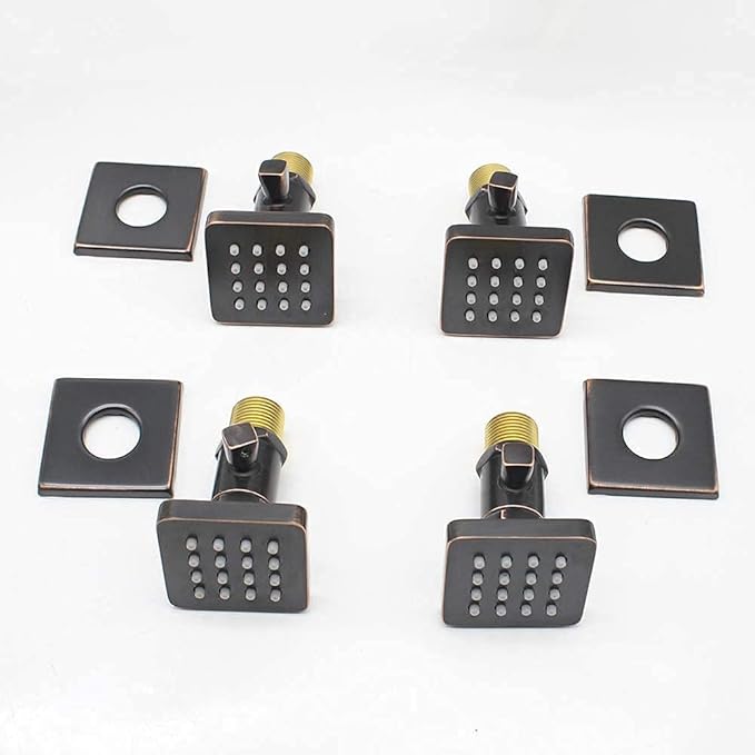 (Upgrade) Shower Body Jets with On-Off switch Solid Brass Shower Body Spray Massage Nozzle Wall Jets, Flow Can Be Controlled, Showerhead Can Swivel (4PCS, Oil Rubbed Bronze)