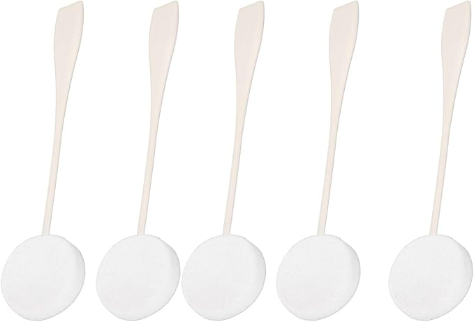 Long Handled Powder Puff, Body Lotion Applicator Water Absorption 5pcs Soft PVA Tight Skin Comfortable Hold for Home Use(White)