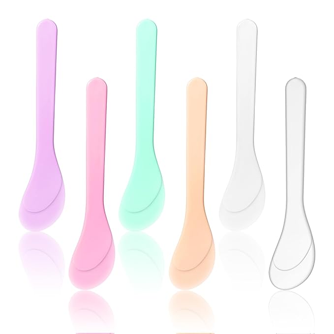 6 PCS Plastic Cosmetic Spatula, Candy Color Makeup Scoops Spatulas Stick Applicator Reusable Cosmetic Mask Mixing Spoon Spa Makeup Tools for Lotions Moisturizers DIY Cream Mixing