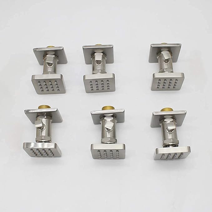 Solid Brass Independent Switch Shower Body Jets 6pcs Body Sprayer for Shower Massage Jets Wall Mount, Showerhead Can Swivel, Flow Can Be Controlled, Brushed Nickel