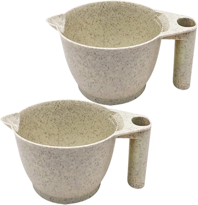 Beaupretty 2pcs Tint Bowl Mixing Bowls Hair Dye Bowls with Handle for for Barber Salon Home Beige