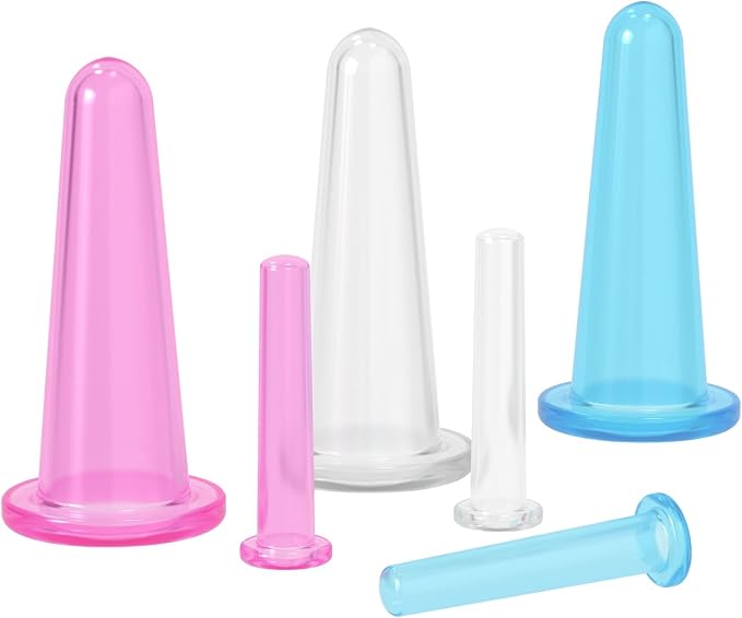 BWESOO 4Pcs Massage Cupping Set Silicone Mini Facial Cups Face Massager Helper Skin Care Neck Back Eyes Massaging Cup Safe to Use, Don't Worry About Burns Health Care Products (Pink)