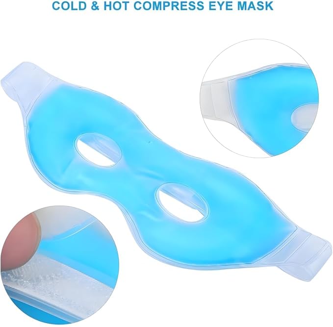 Cooling Eye Mask for Puffiness & Migraines - 2 Pack Reusable Hot and Cold Therapy Gel Mask for Dark Circles, Dry Eyes, Headache Relief - Free Non-Woven sleeve with Purchase (While Supplies Last)