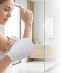 Exfoliating Gloves & Back Scrubber Strap Set - Dual-Sided Textured Mitts for Deep Body Exfoliation, Hard to Reach Back Cleaning, Spa-Quality Dead Skin Removal with Long Handle & Nylon Viscose Material