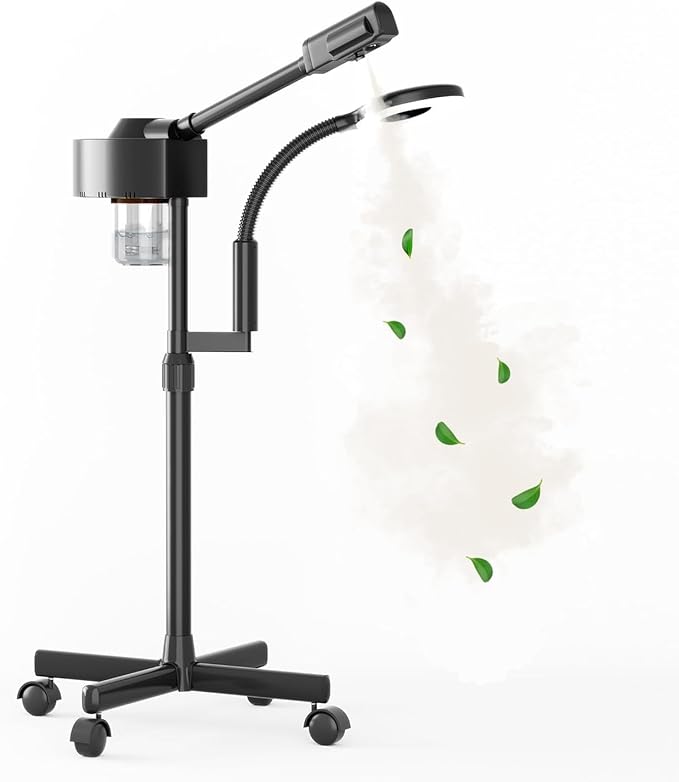 Facial Steamer with Magnifying Lamp, 2 in 1 Ozone Steamer for Face Professional, Professional Facial Steamer for Esthetician, Salon & Spa Face Beauty Equipment.