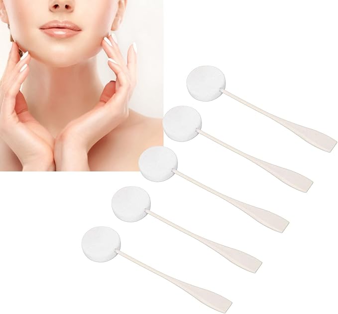 Long Handled Powder Puff, Body Lotion Applicator Water Absorption 5pcs Soft PVA Tight Skin Comfortable Hold for Home Use(White)