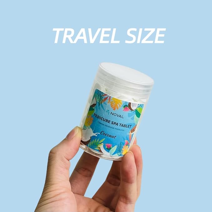 NOVAL Pedicure Spa Tablet - Fast Dissolving, Gentle & Portable Foot Soak for Softening Calluses & Hydrating Skin, Tiny Travel Size, Coconut Scent