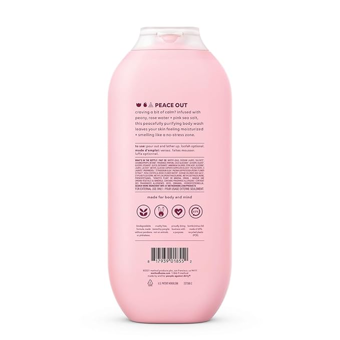 Method Body Wash, Pure Peace, Paraben and Phthalate Free, 18 oz (Pack of 2)