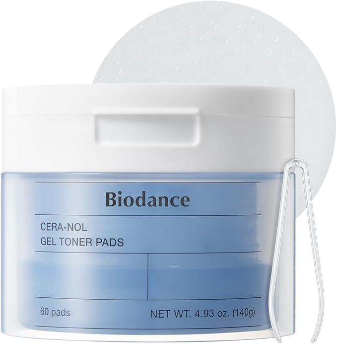 Biodance Cera-NOL Gel Toner Pads, Deep Hydrating & Soothing Toner Pads for Sensitive Skin, Redness Reducing, Mositurizing, Pre-Soaked Pads, Korean Skin Careㅣ4.93 fl.oz.(140g)*60Pads